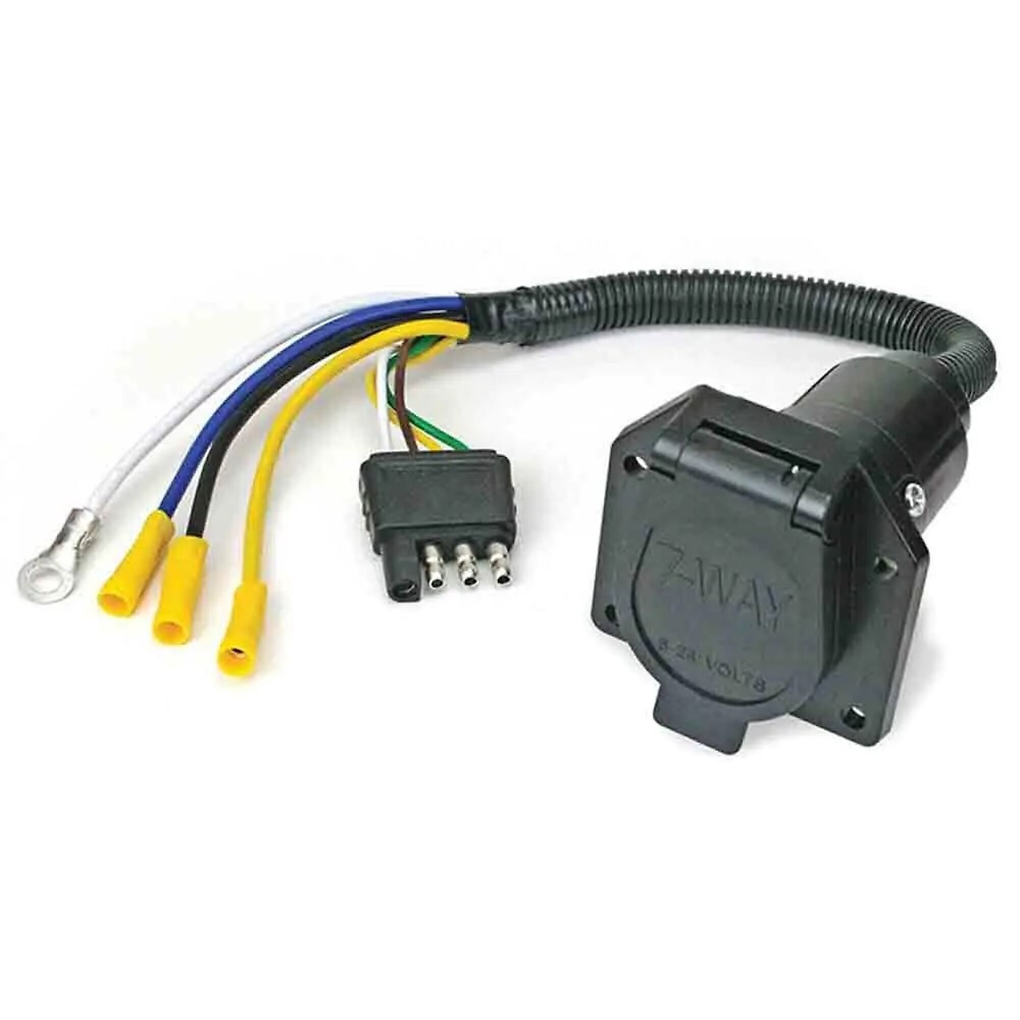 Cequent Consumer Products Wiring Adapter — 4-Way Flat to 7-Way Round Car End, Pre-Wired, Model# 74184